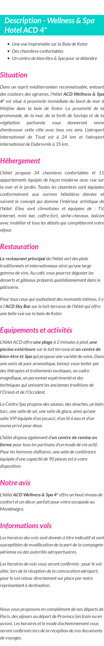 Détails du séjour