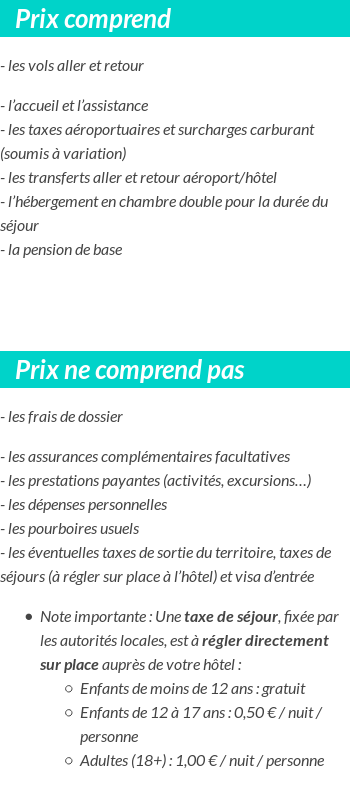 Conditions tarifaires
