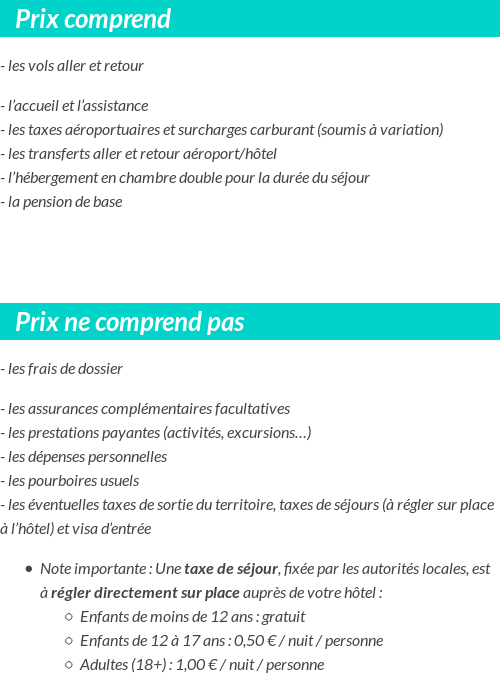 Conditions tarifaires