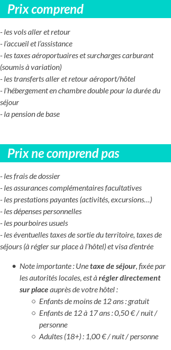 Conditions tarifaires