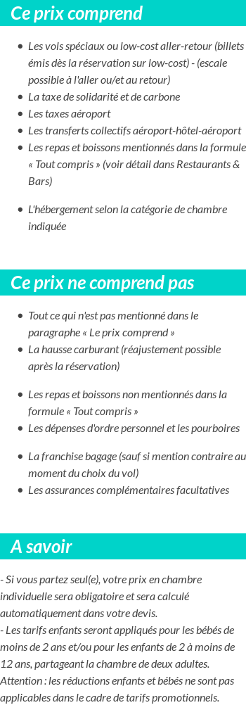 Conditions tarifaires