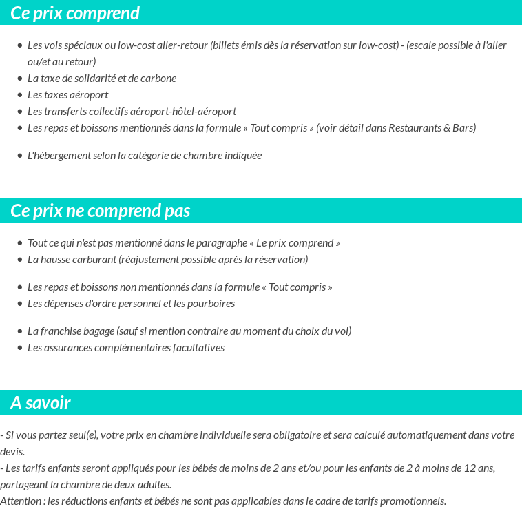 Conditions tarifaires