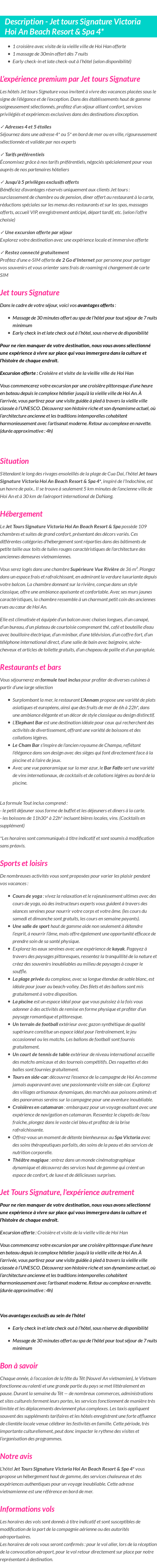 Détails du séjour