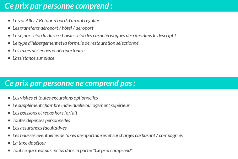 Conditions tarifaires