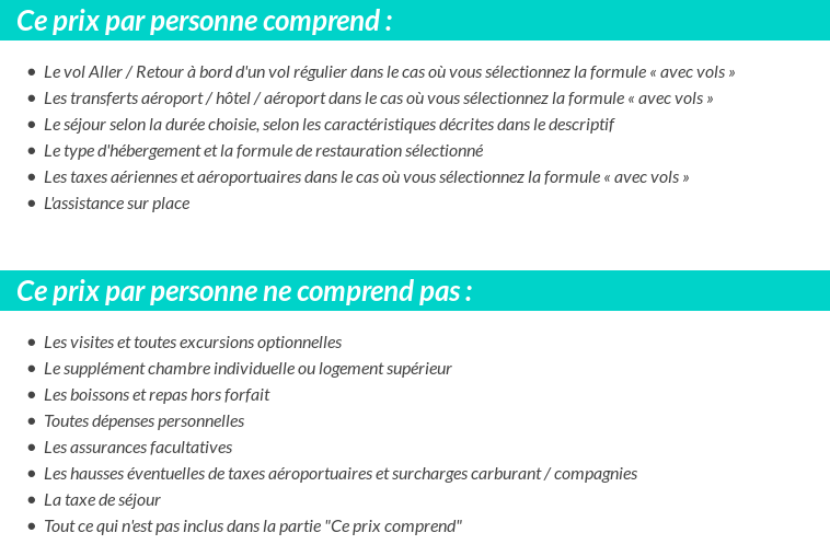 Conditions tarifaires