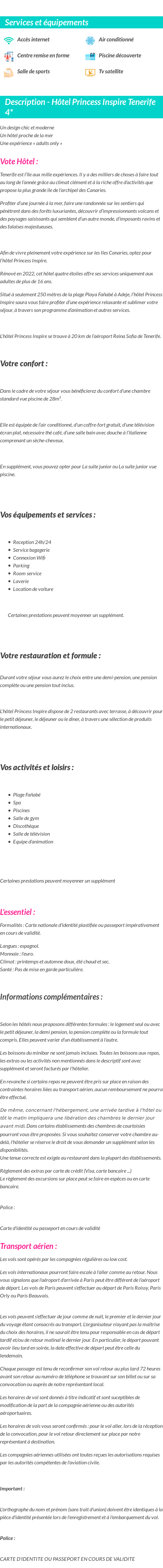 Détails du séjour