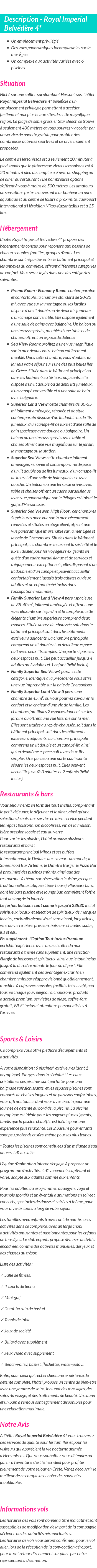 Détails du séjour