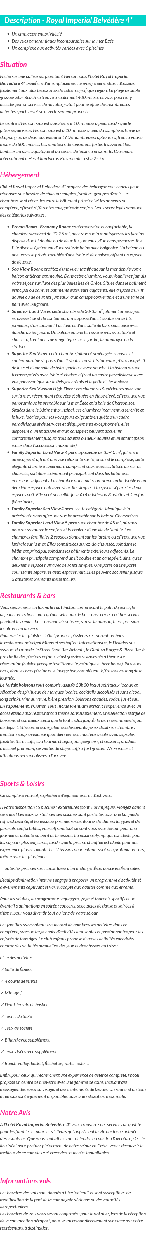 Détails du séjour