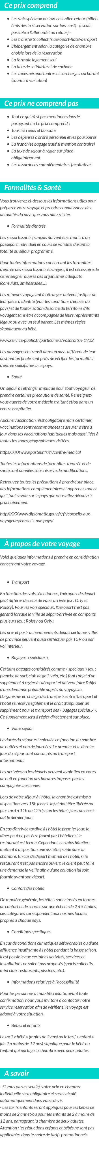 Conditions tarifaires