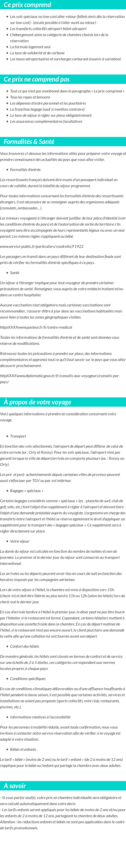 Conditions tarifaires