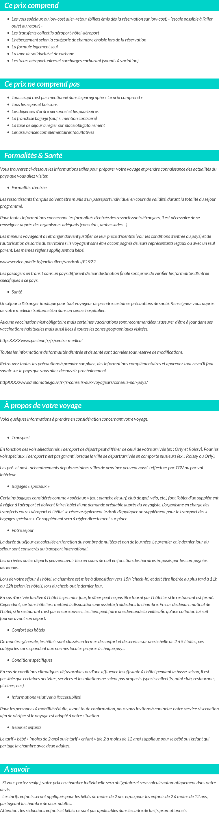 Conditions tarifaires