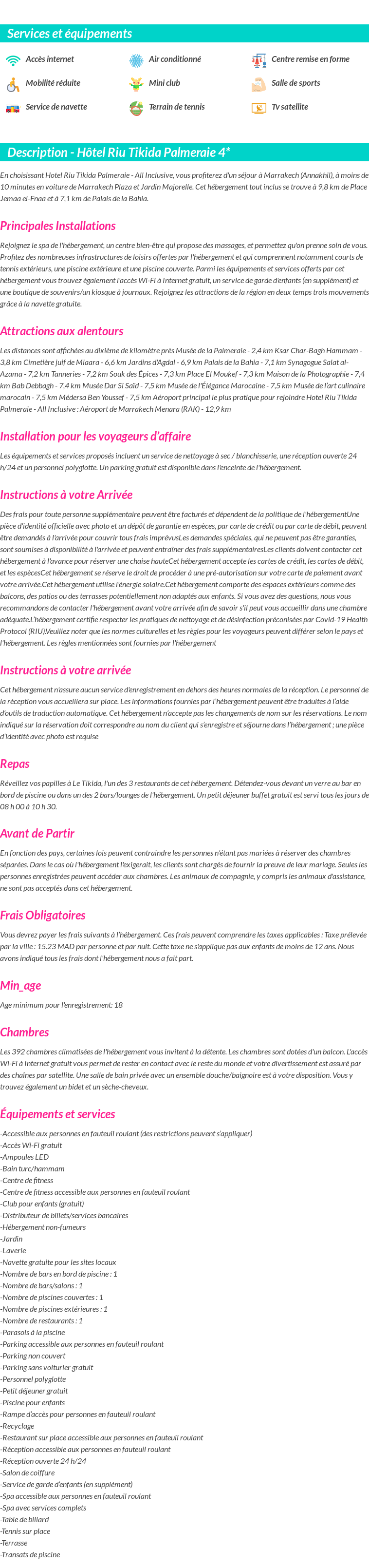 Détails du séjour