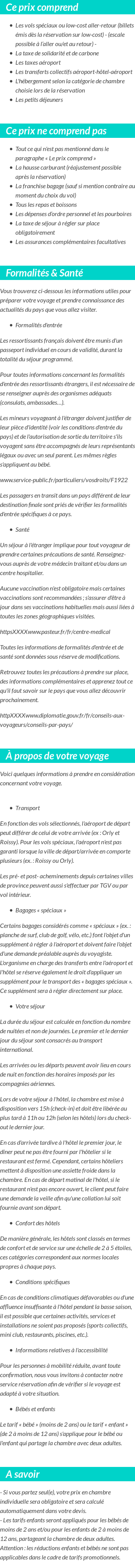 Conditions tarifaires