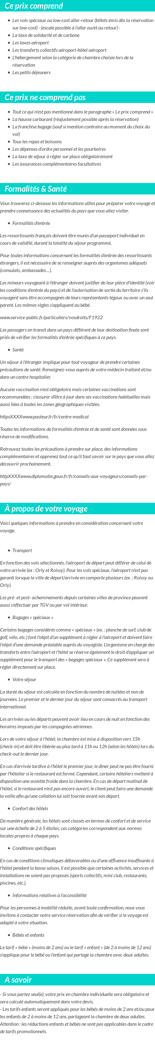Conditions tarifaires