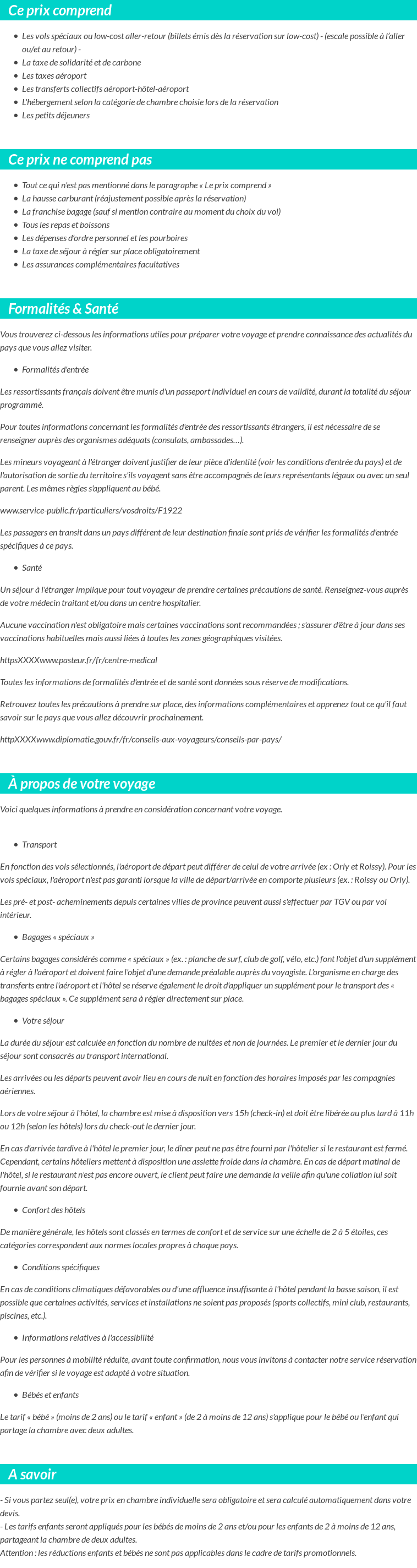 Conditions tarifaires