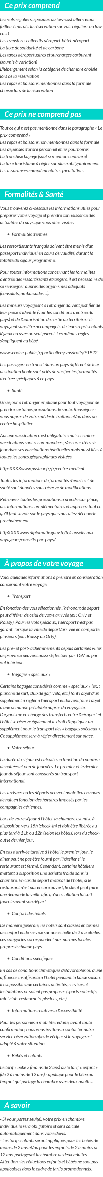 Conditions tarifaires