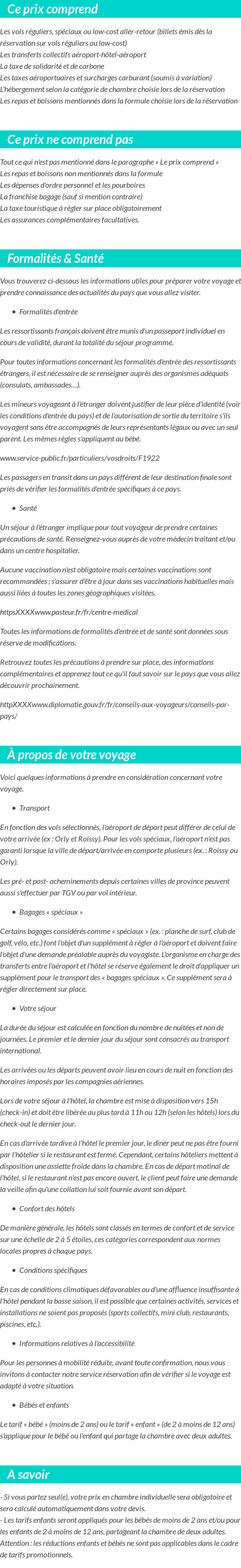 Conditions tarifaires