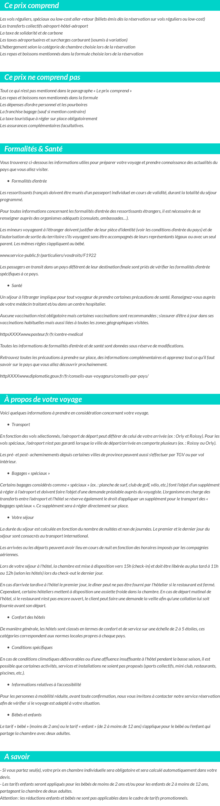 Conditions tarifaires