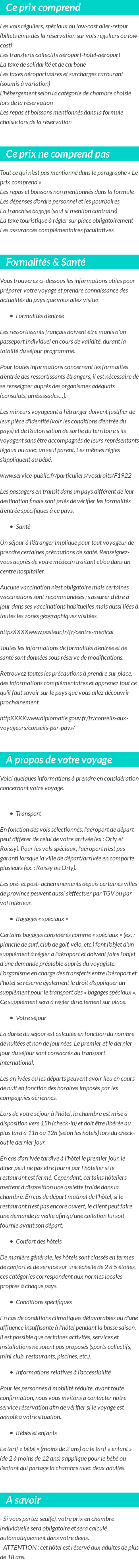 Conditions tarifaires