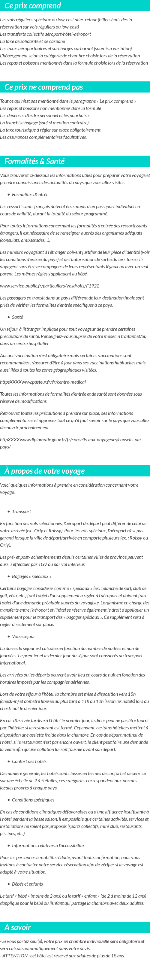 Conditions tarifaires