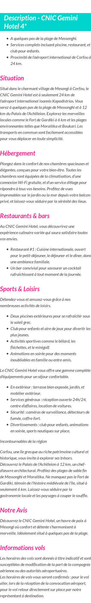 Détails du séjour