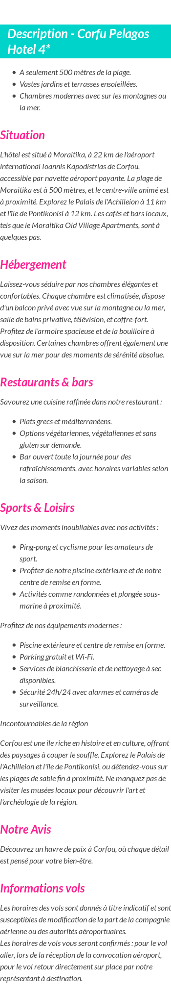 Détails du séjour