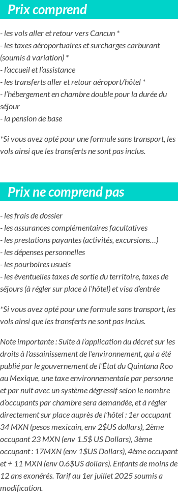 Conditions tarifaires