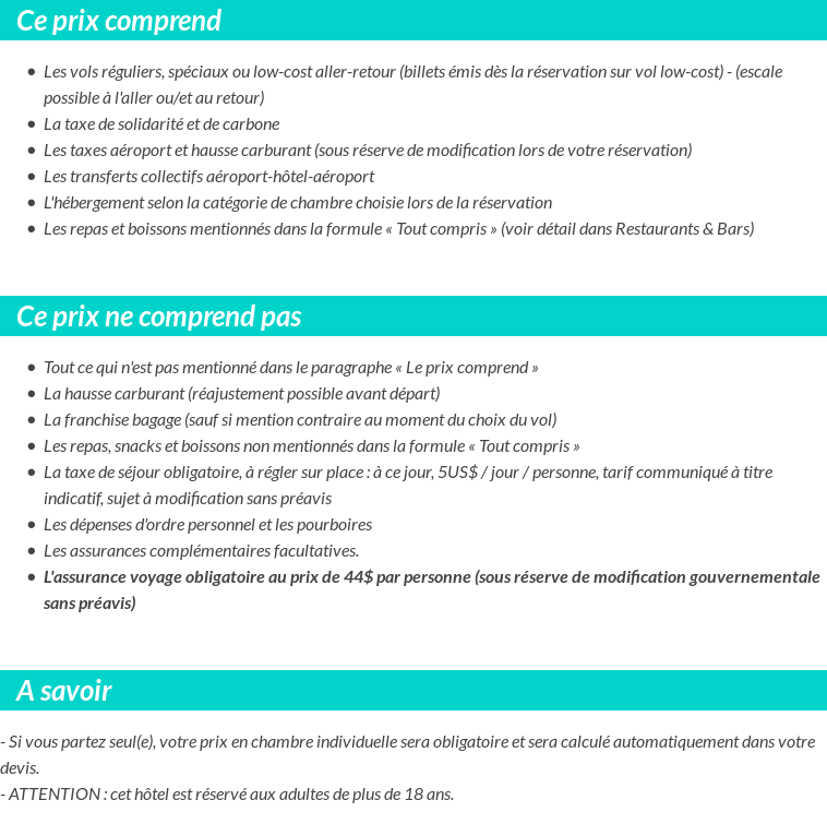 Conditions tarifaires