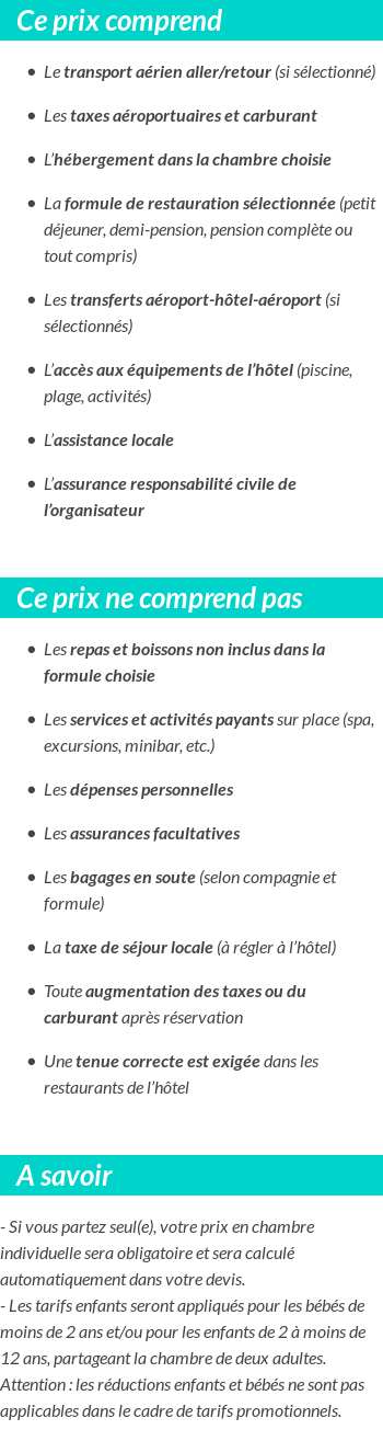 Conditions tarifaires