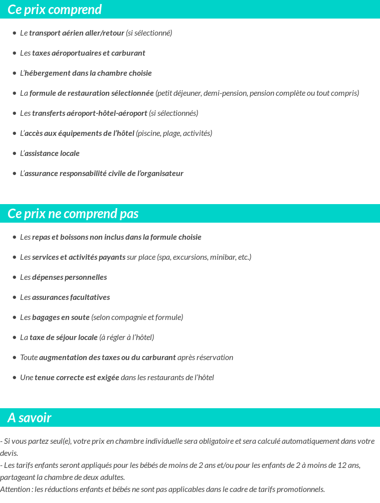 Conditions tarifaires