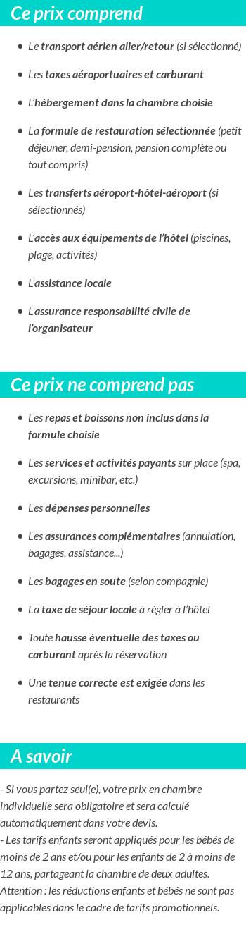 Conditions tarifaires