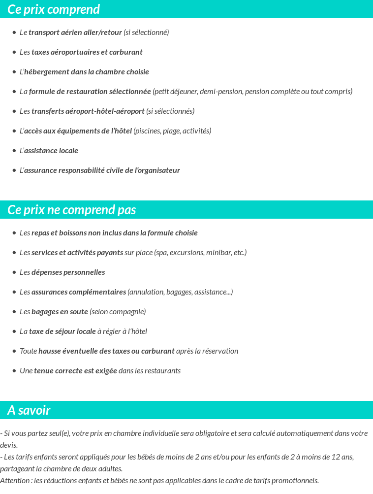 Conditions tarifaires