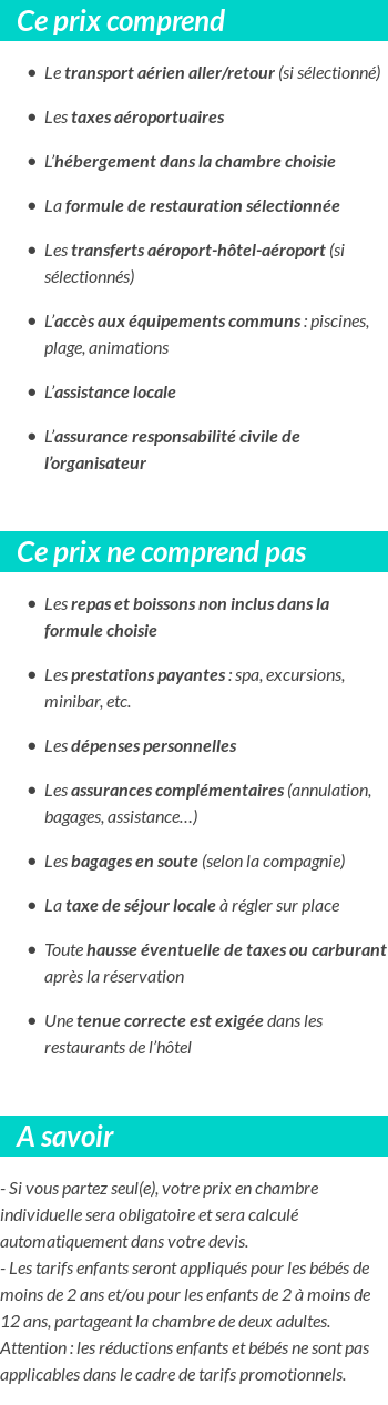 Conditions tarifaires