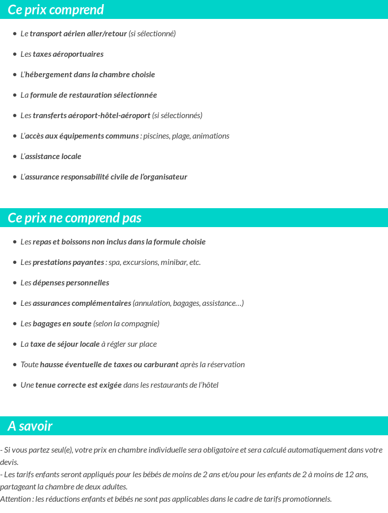 Conditions tarifaires