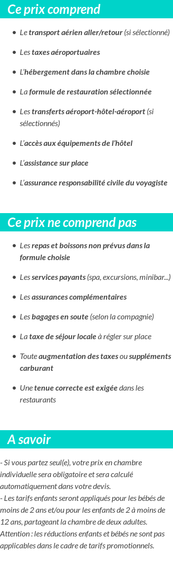 Conditions tarifaires