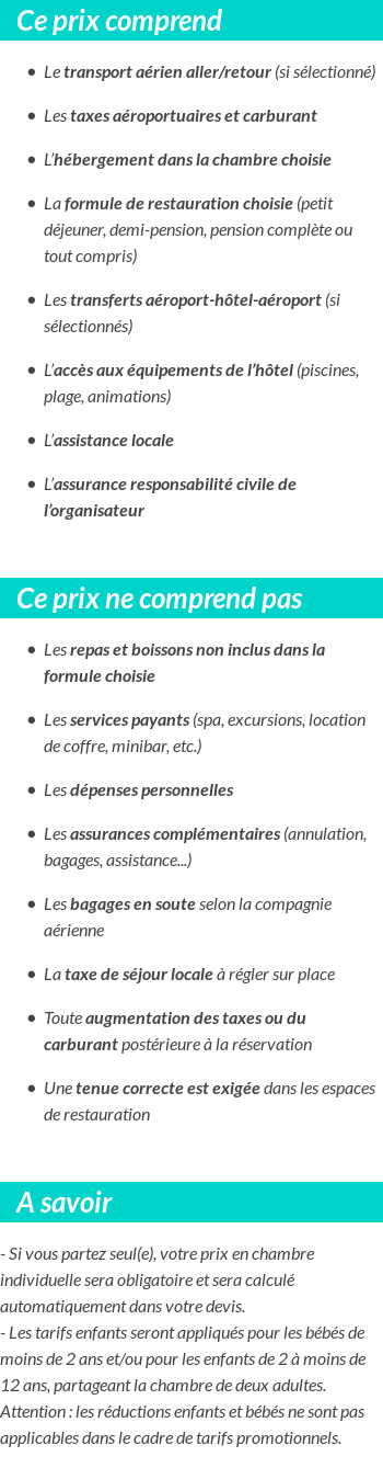 Conditions tarifaires