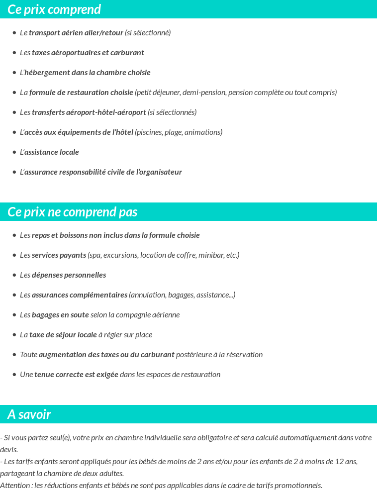 Conditions tarifaires