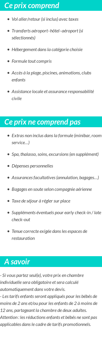 Conditions tarifaires