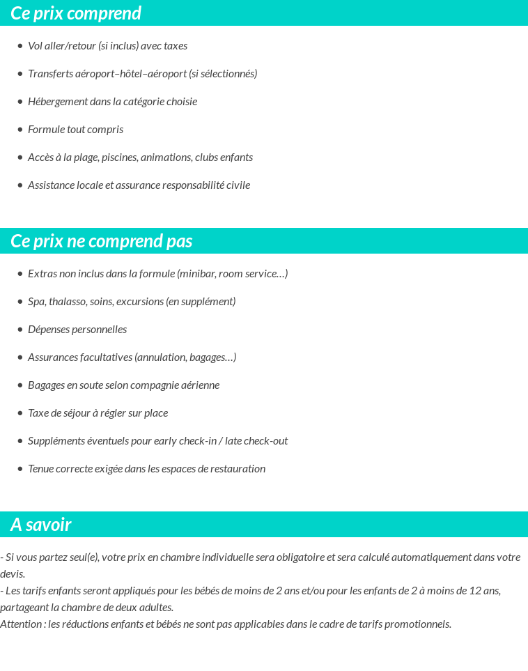 Conditions tarifaires