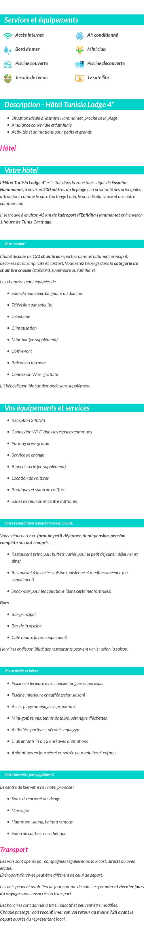 Détails du séjour