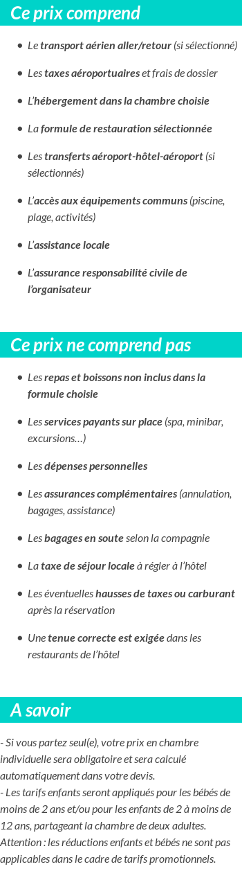 Conditions tarifaires