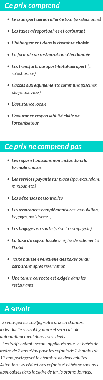 Conditions tarifaires