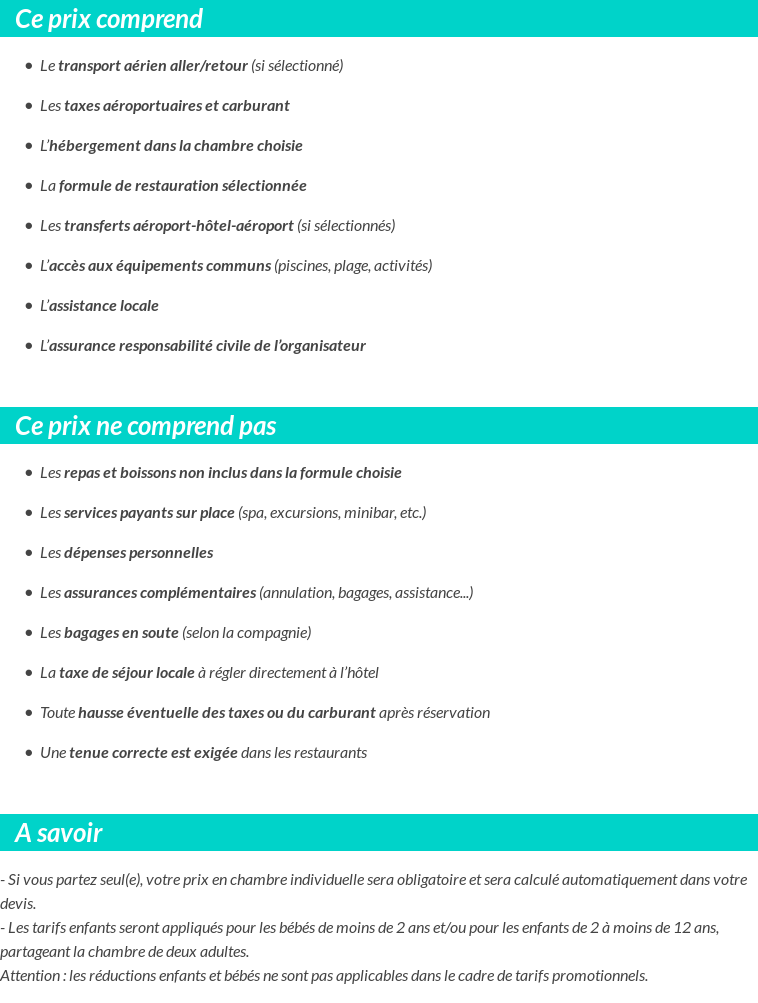 Conditions tarifaires
