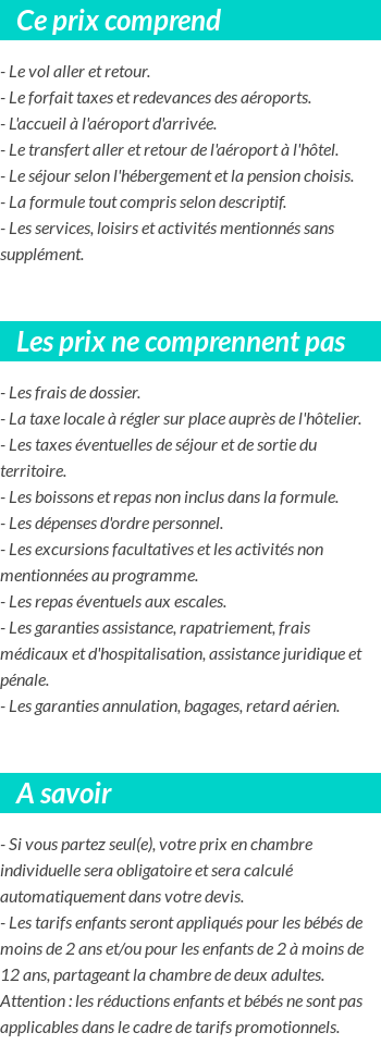 Conditions tarifaires