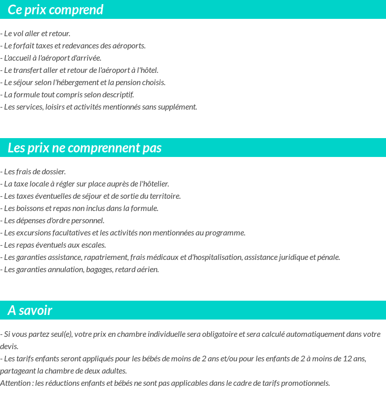 Conditions tarifaires