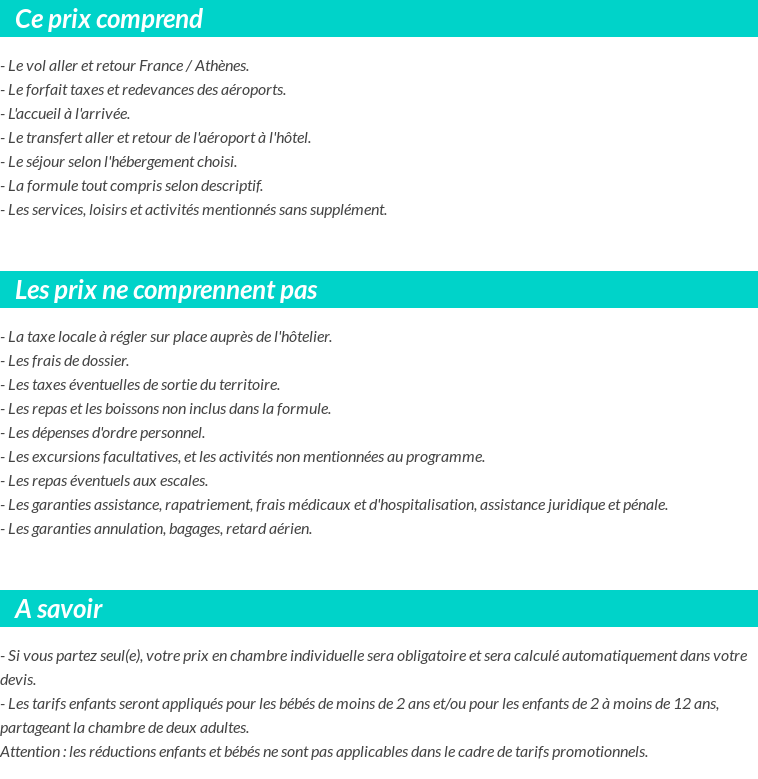 Conditions tarifaires