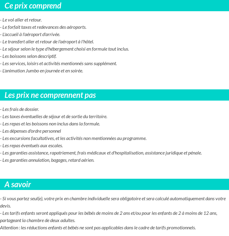 Conditions tarifaires