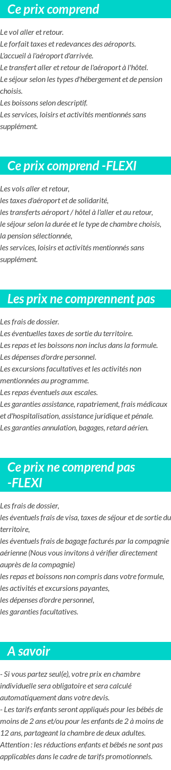 Conditions tarifaires