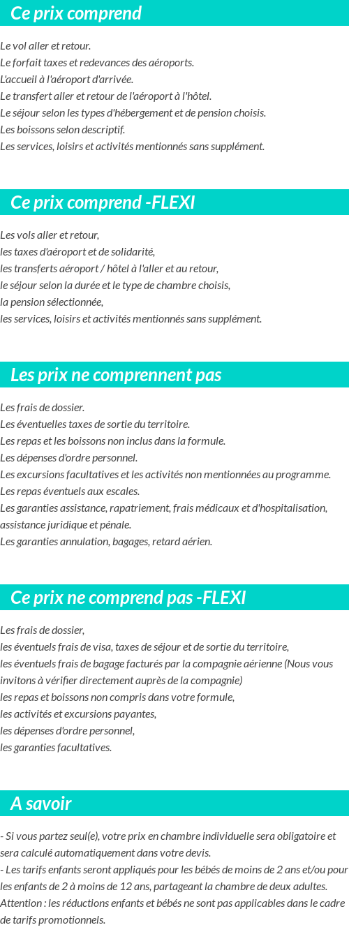 Conditions tarifaires