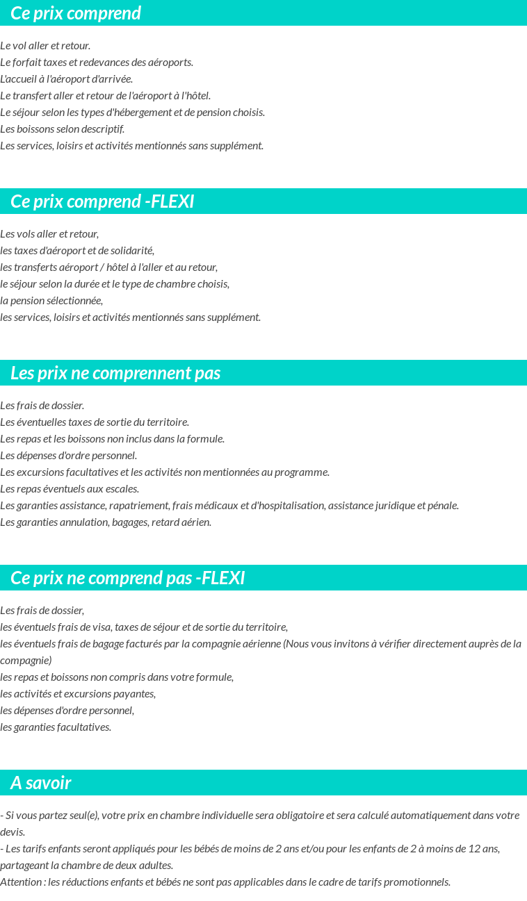 Conditions tarifaires